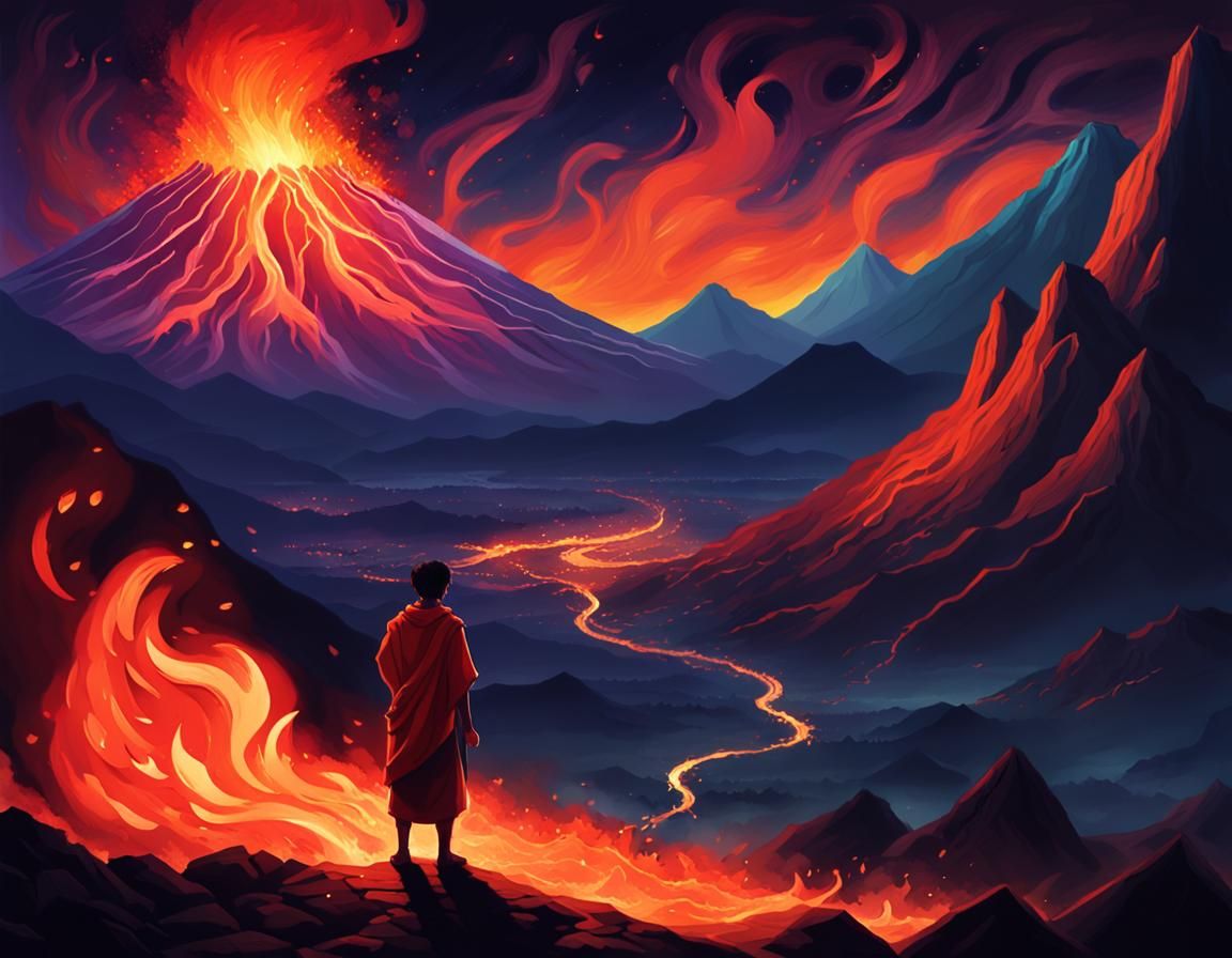 Volcano Fantasy: Mystical Energy in Surreal Landscape