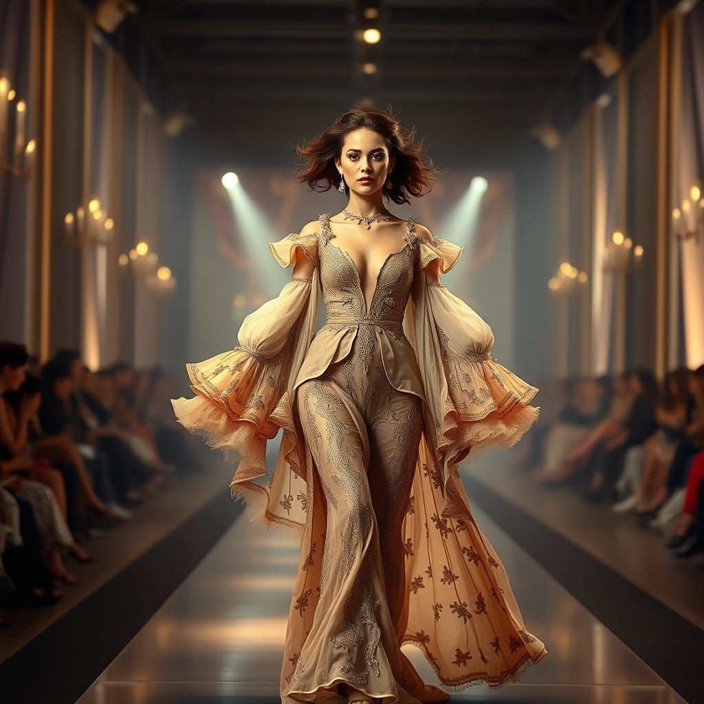 Stunning Maximalist Digital Painting of a Dramatic Runway Mo...