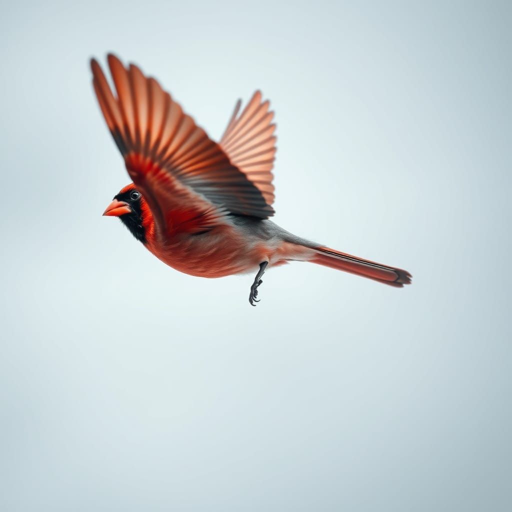 Cardinal in Flight: Hyperrealistic Bird Photography