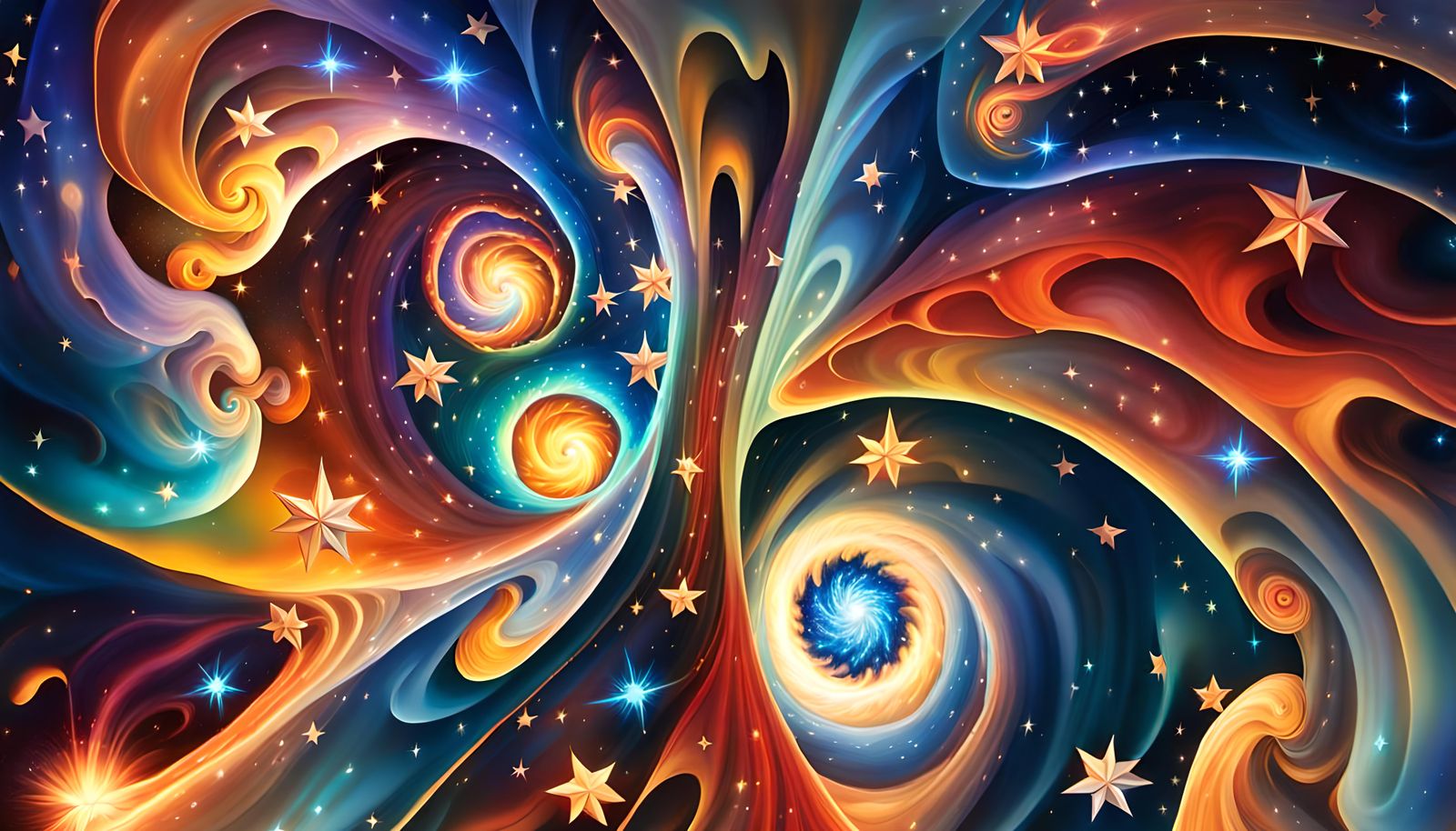 Star Formation Cluster in Impasto Oil Paint