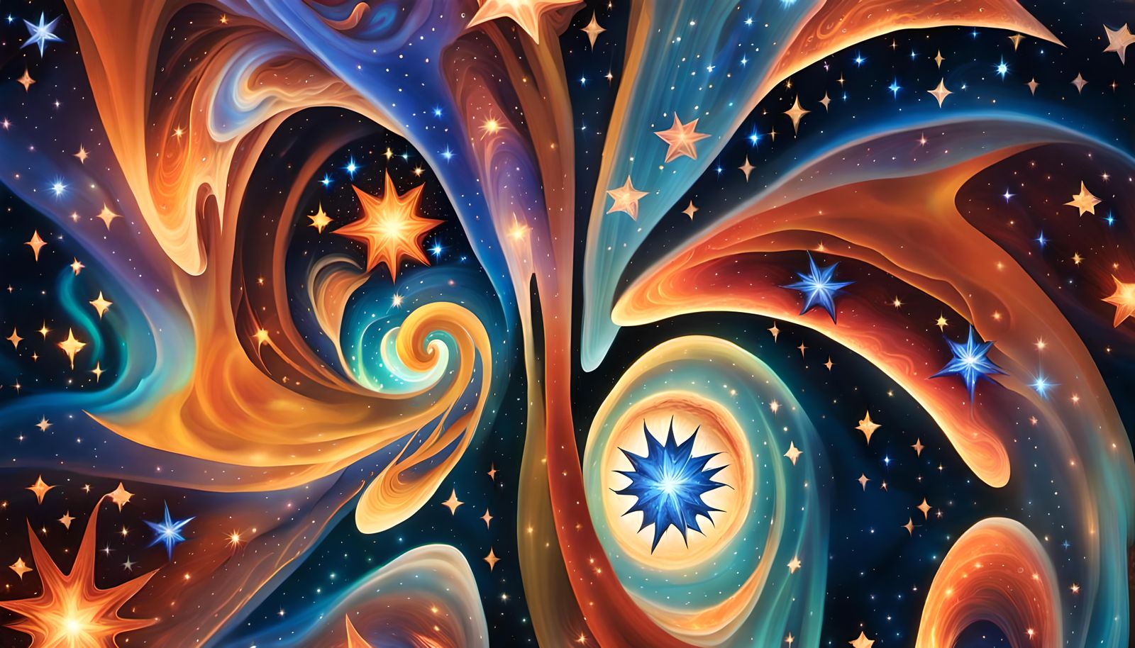 Star Formation Cluster in Surreal Impasto Style