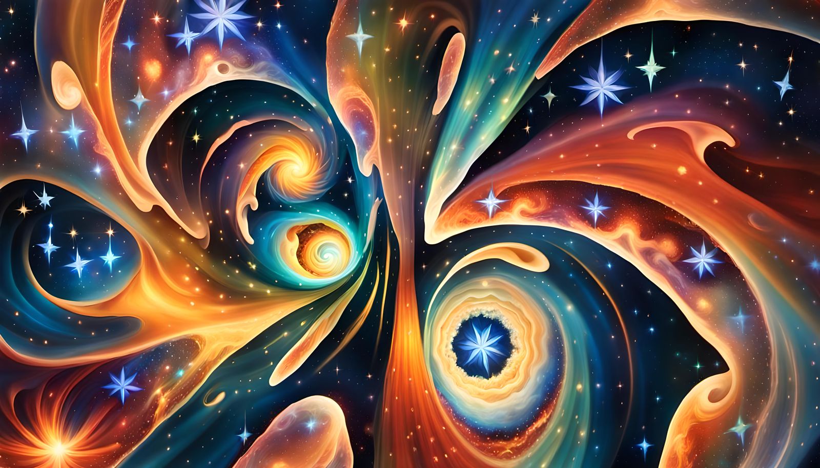 Star Formation Cluster in Impasto Oil Paint