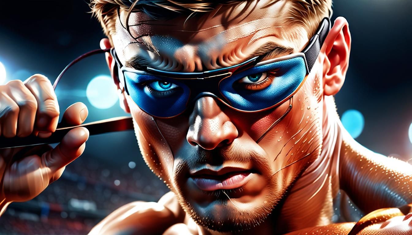 Triumphant Blind Athlete: Epic Sports Illustration