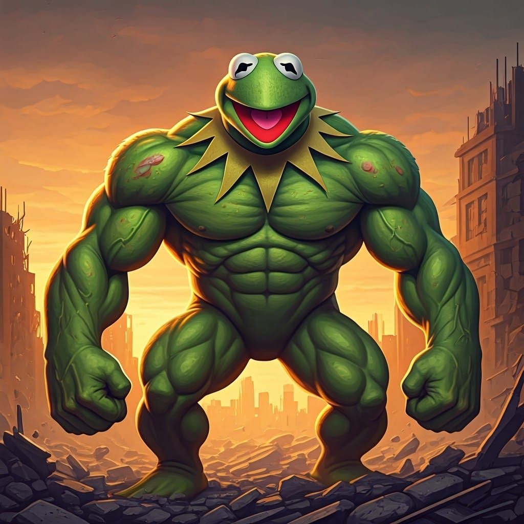 Hulking Kermit the Frog as a Behemoth