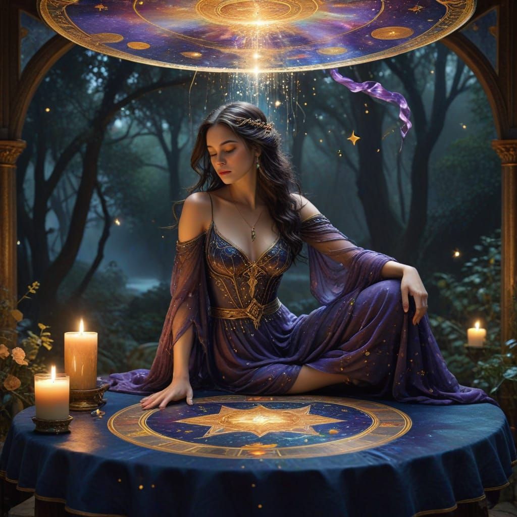 Watercolor Tarot Reader with Glistening Eyes