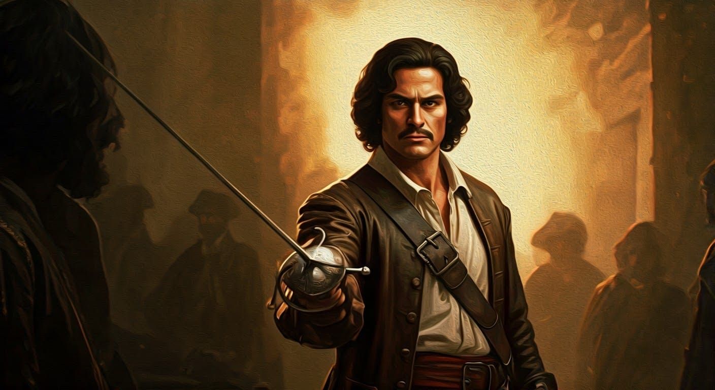 Spanish Swordsman Prepares for Duel in 17th-Century Spain