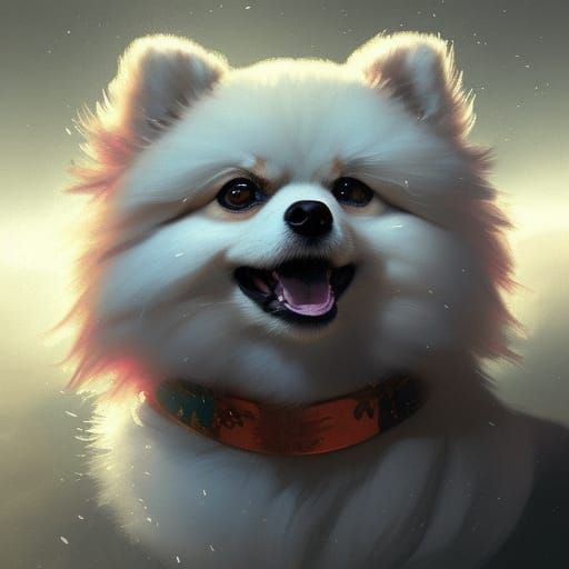 Hyperdetailed Pomeranian Portrait in Dynamic Lighting