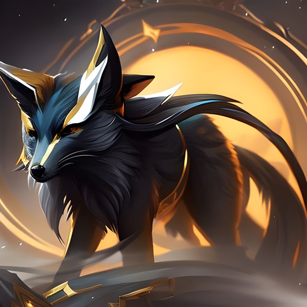 Elegant Black Fox in Animated Concept Art Style