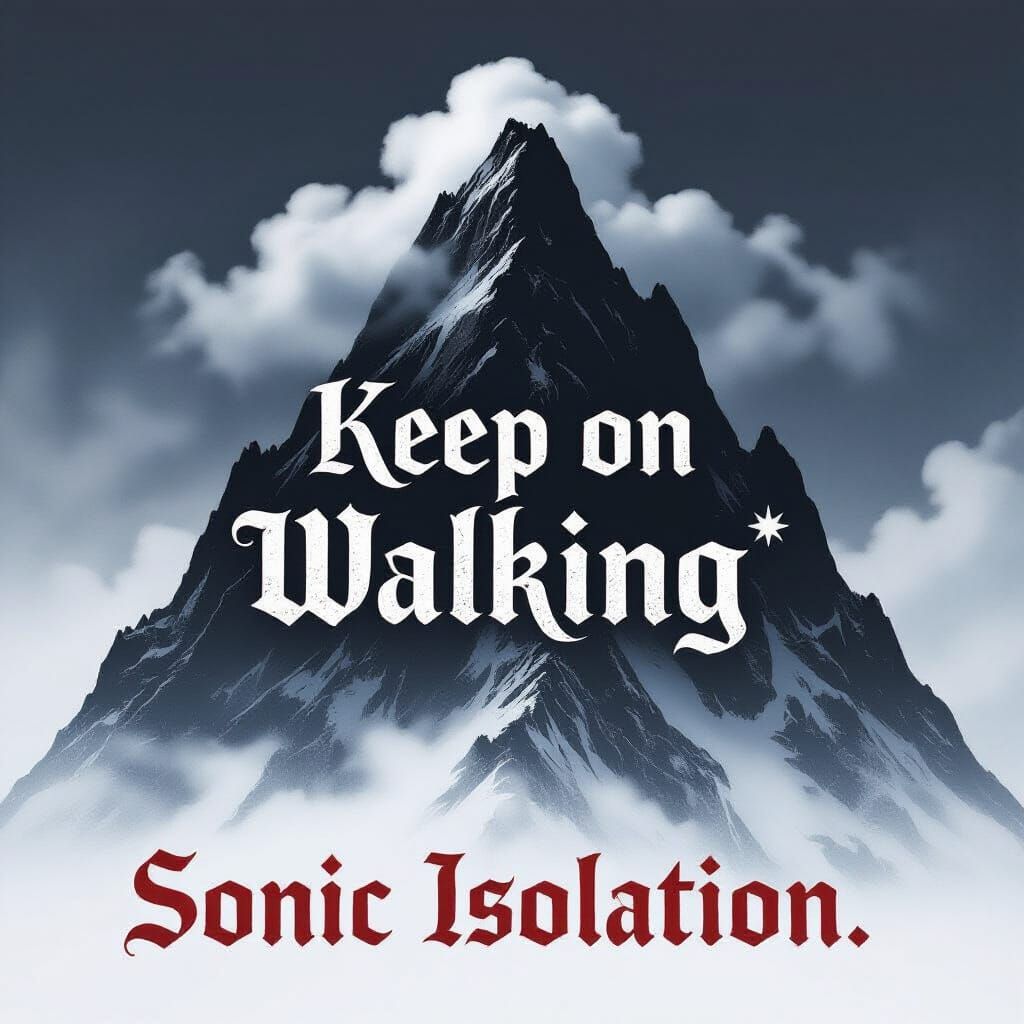 Gothic Mountain Peak with Painted Slogan