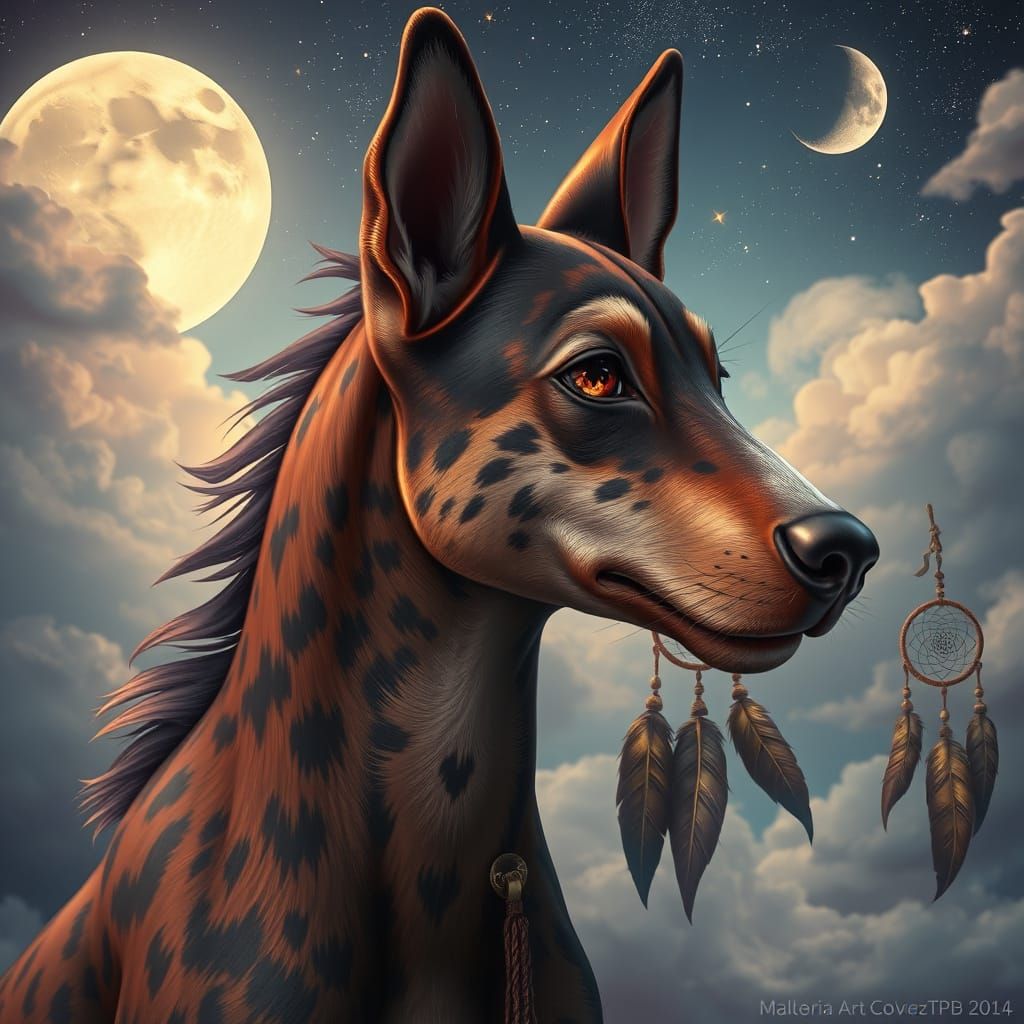 Mystical Red Merle Catahoula Cur-Seahorse in Dreamy Indian-I...
