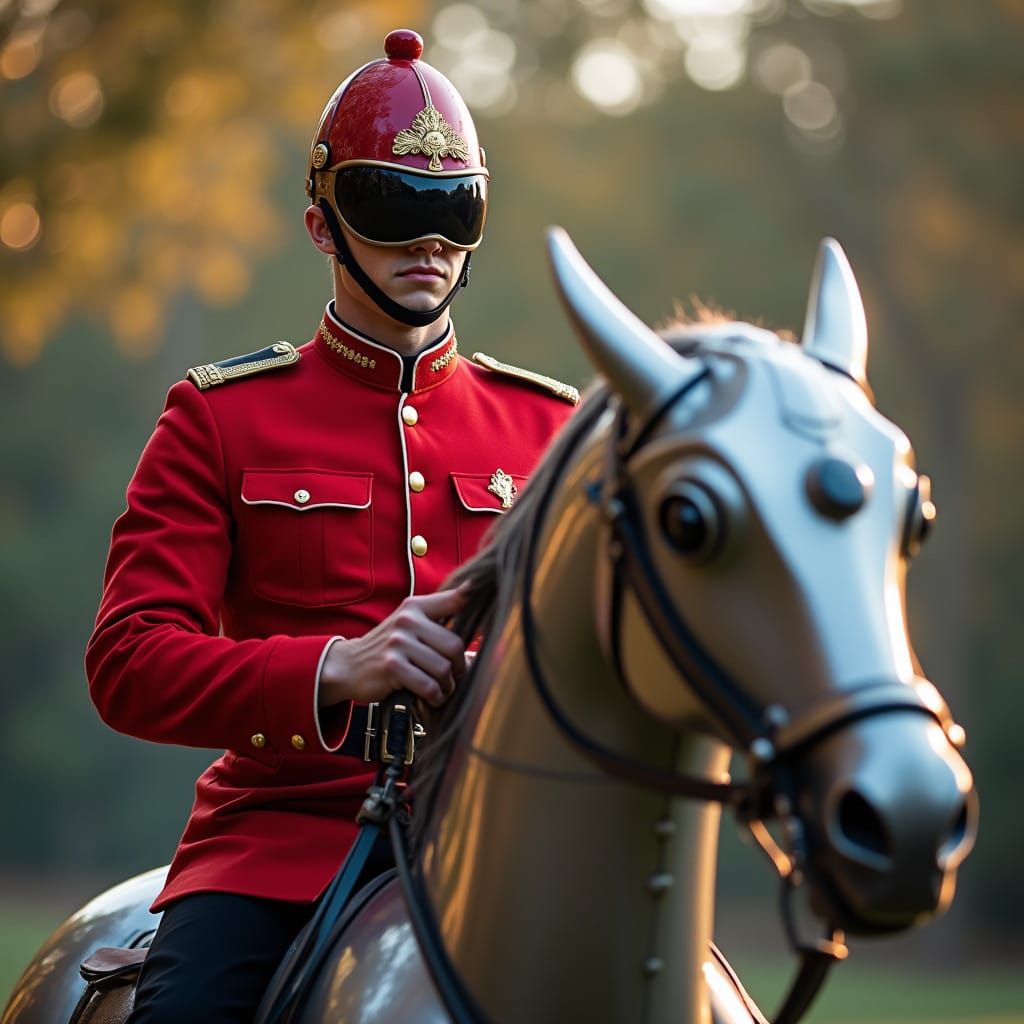 Canadian Mountie Hero on Advanced Robot Horse