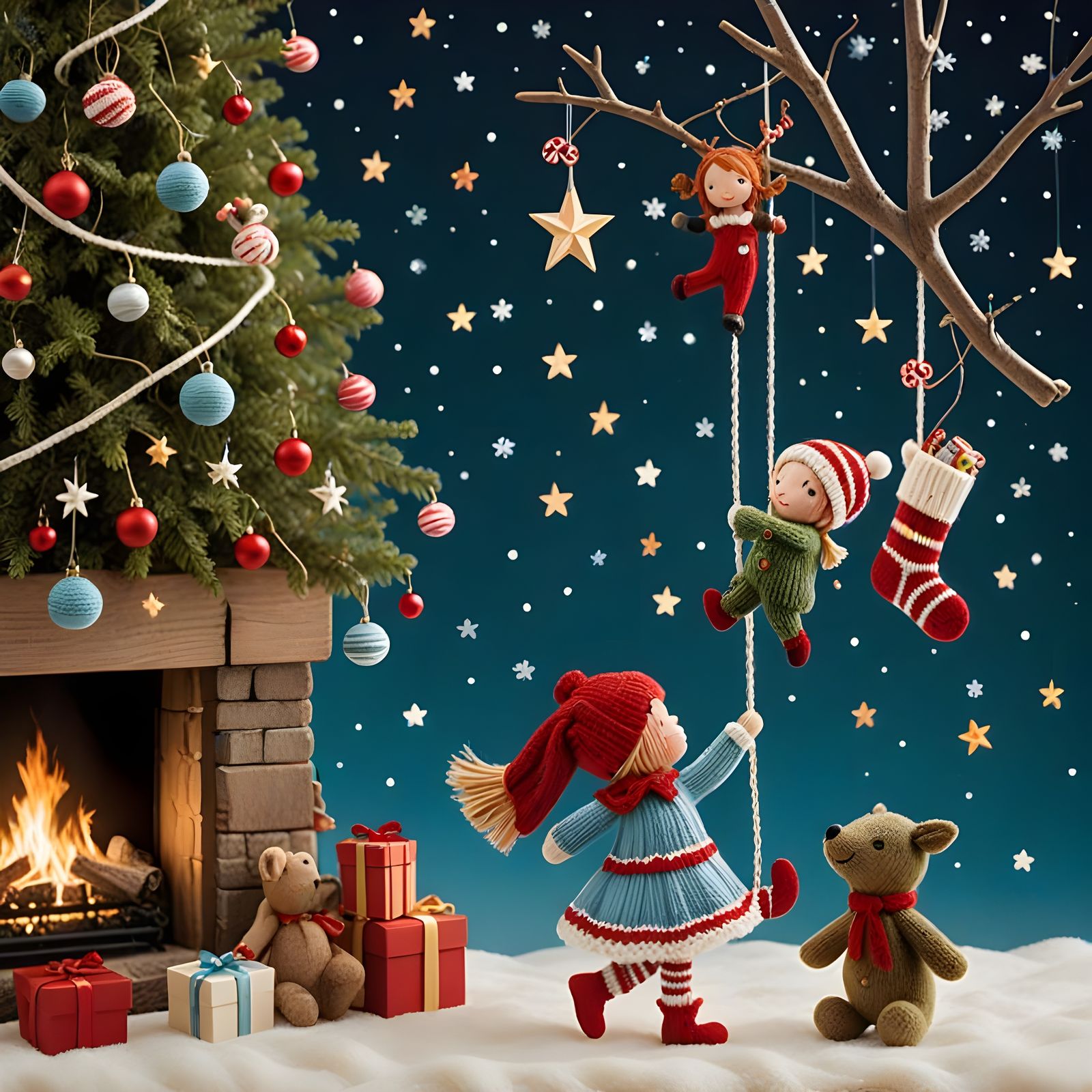 Festive Christmas Stockings Above Fireplace