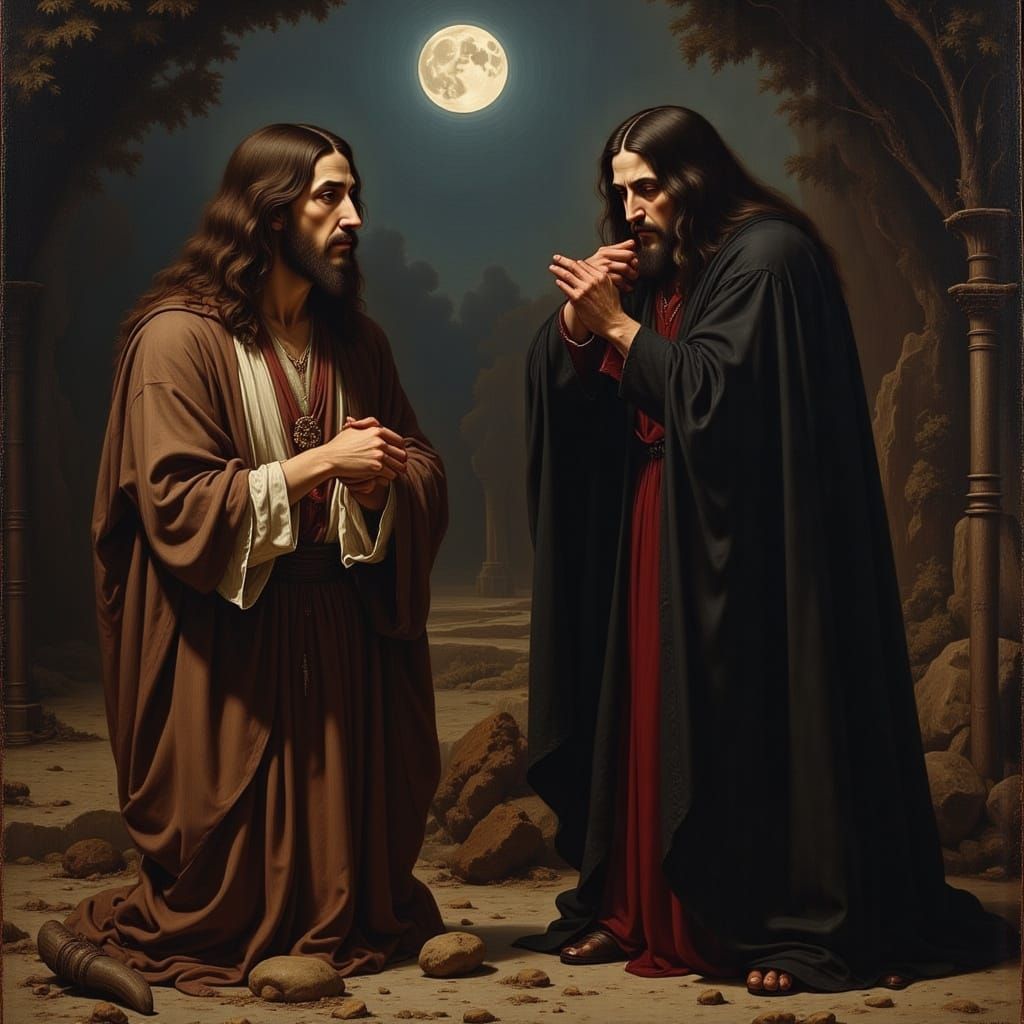 in the garden of Gethsemane Jesus' blood cures the vampire that bit him