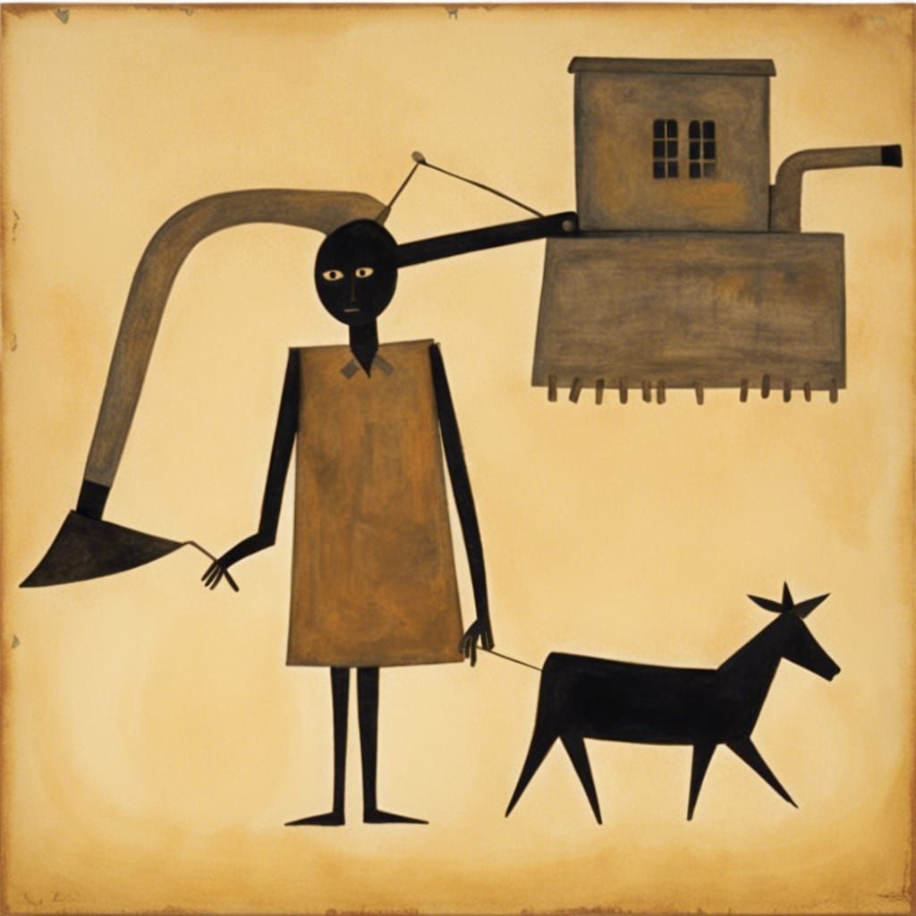 Combine Harvester in Bill Traylor Style