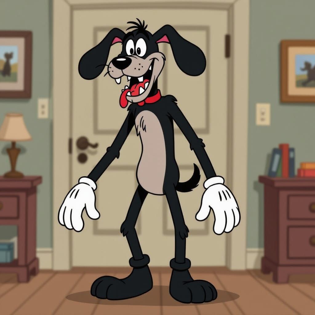 Grotesque Cartoon Hound Creature in Silent Hill Style