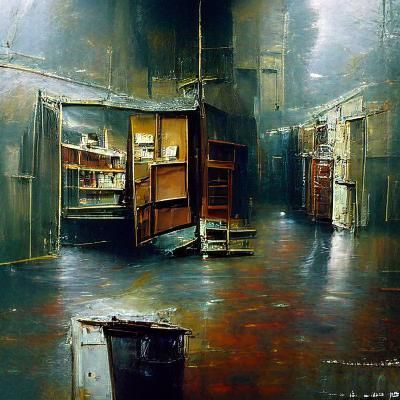 Dark Infinite Backrooms: Oil Painting
