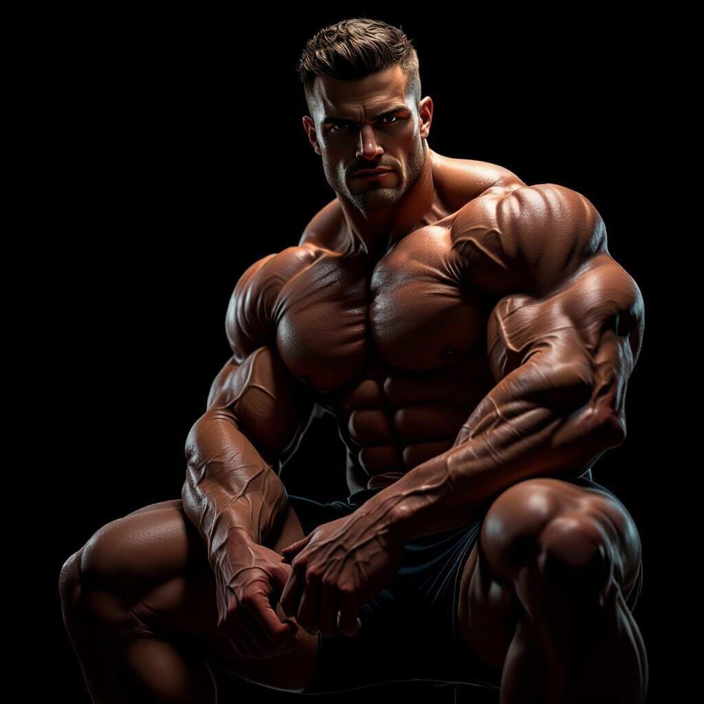 Hyperrealistic Muscular Man With Sculpted Physique
