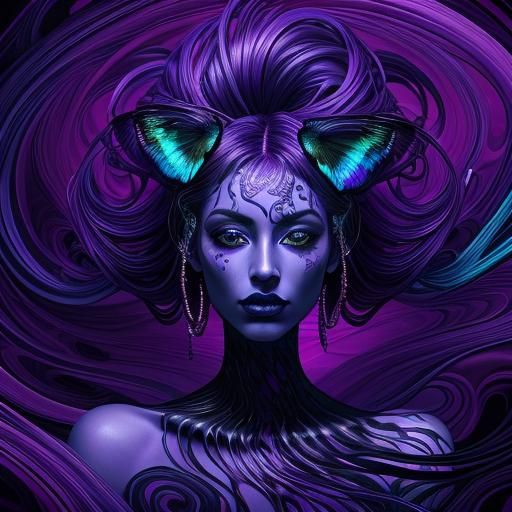 Surreal Indigo Figures in Dreamlike Digital Art