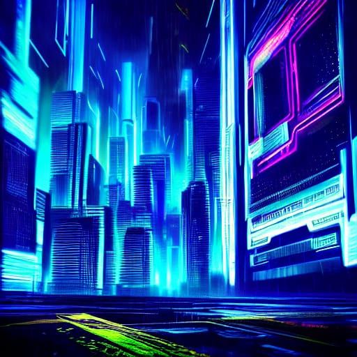 Neurostorm Rebooting: Cyberpunk Neon Noir Digital Art