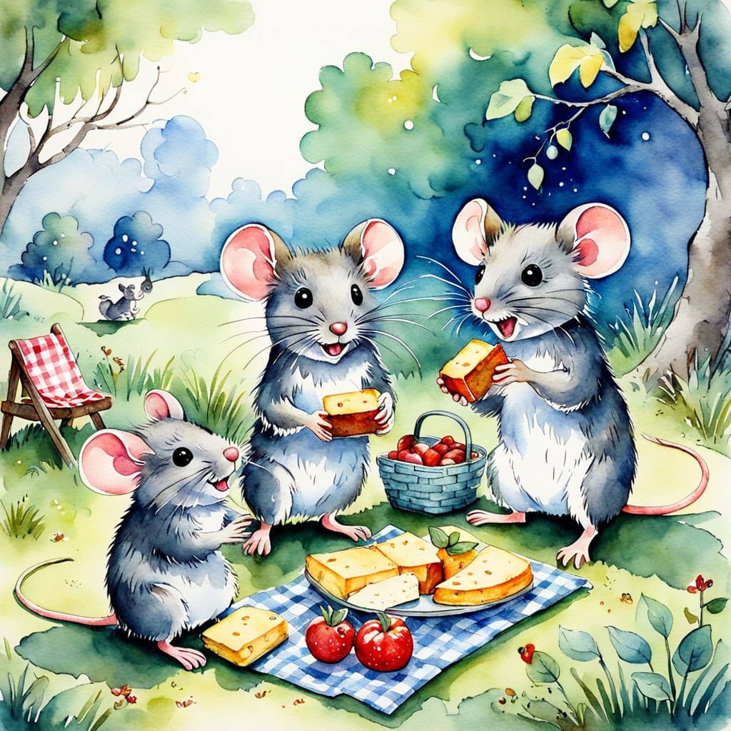 Mouse Picnic: Watercolour Storybook Illustration