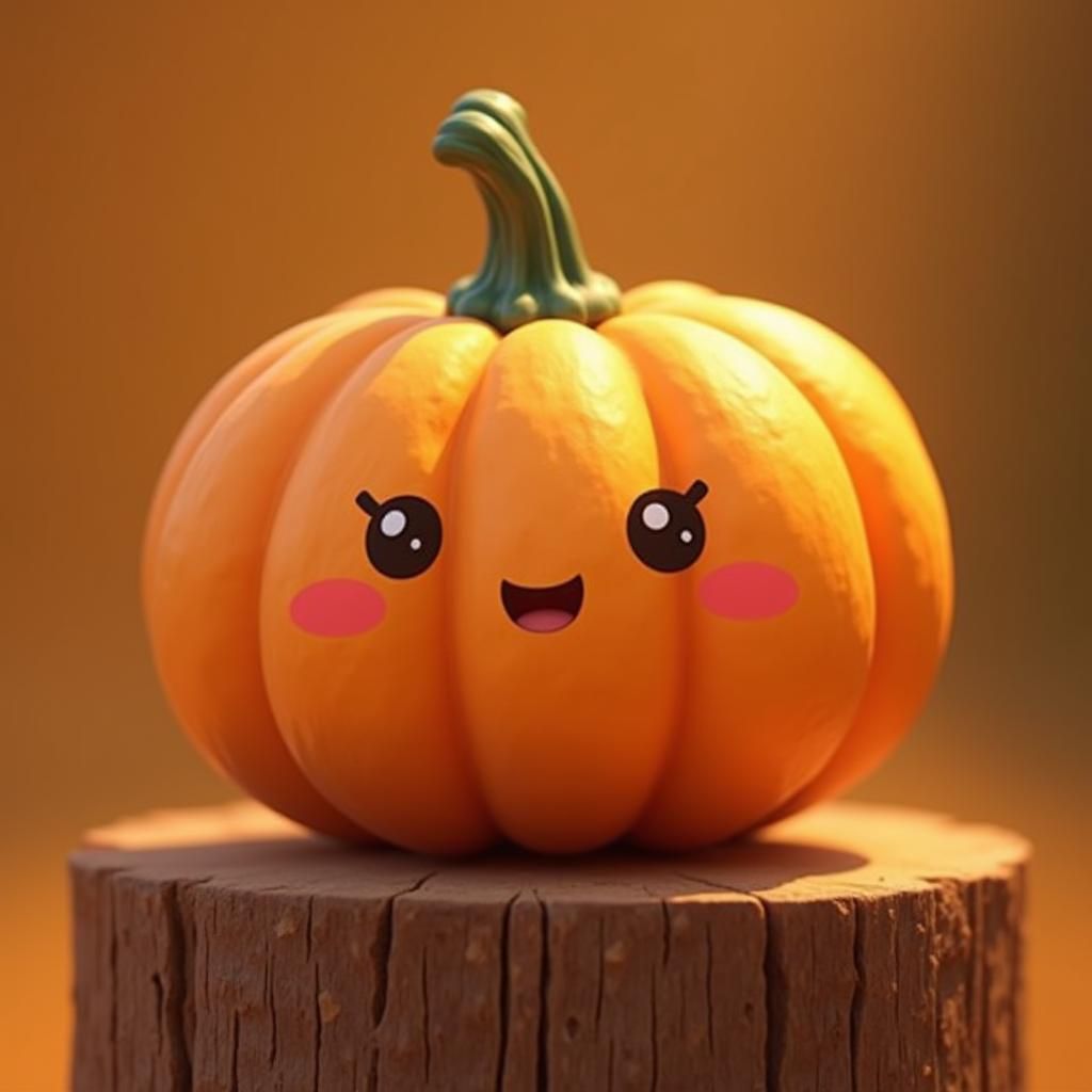 Kawaii chibi 3D adorable pumpkin