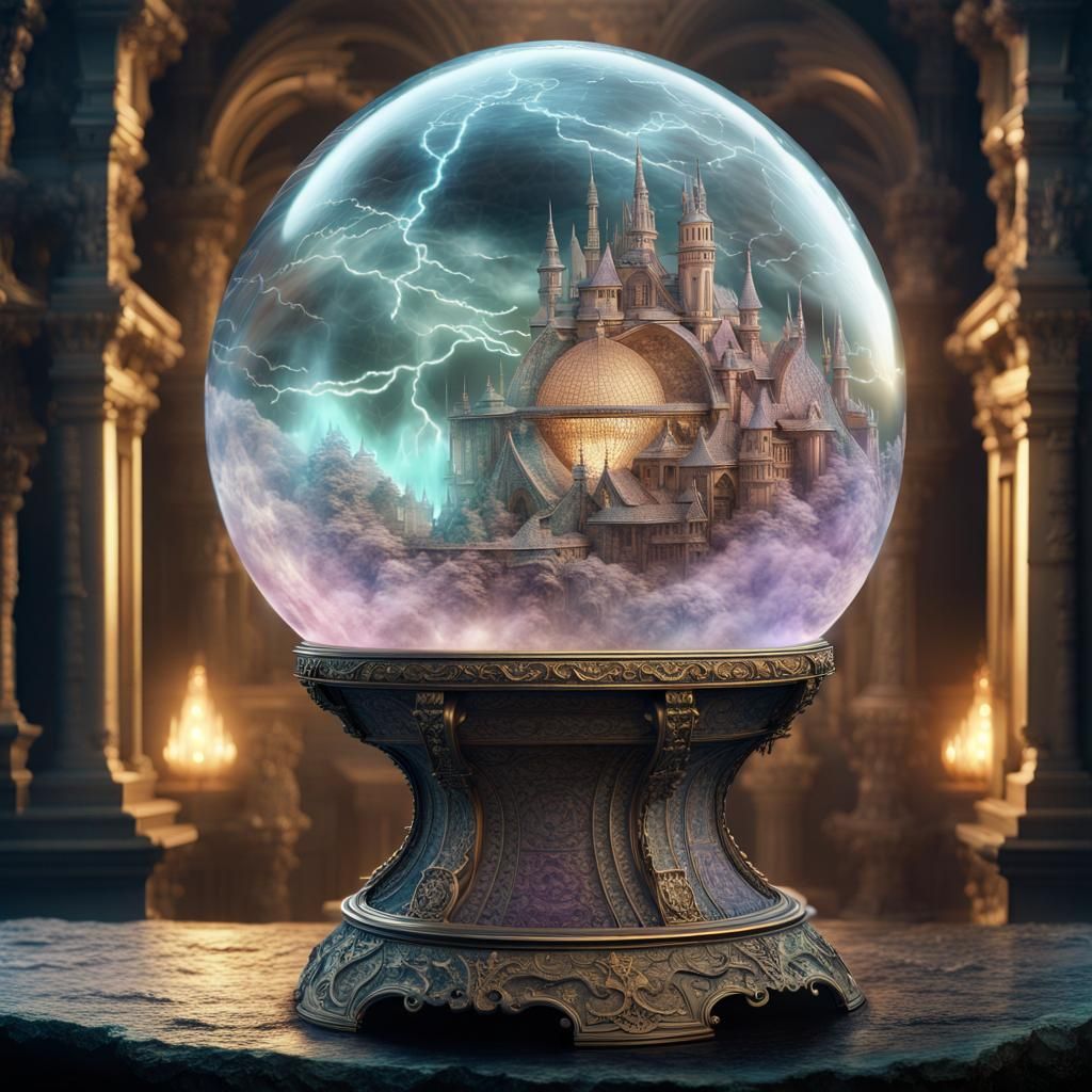 Fantasy World Globe Map in Crystal Ball