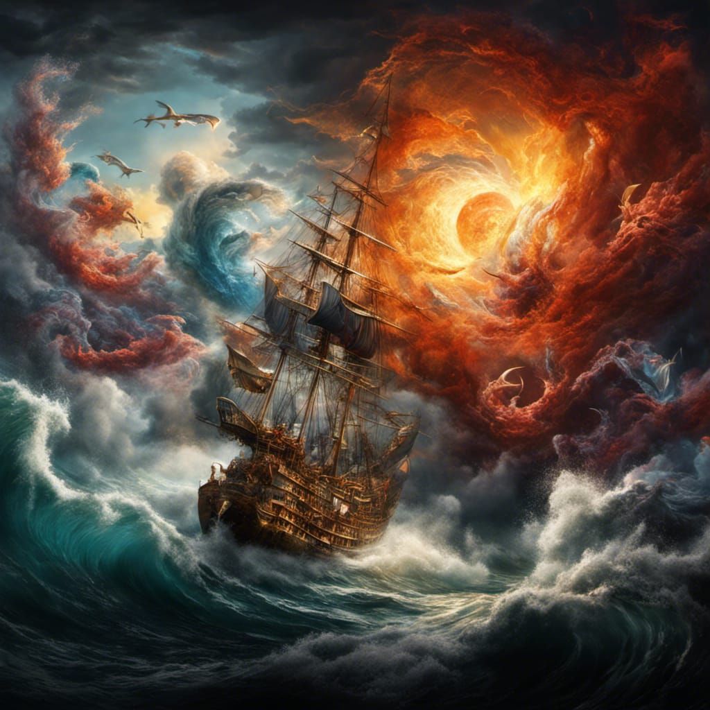 Hyper-Realistic Digital Painting: Birth of Sea Storm