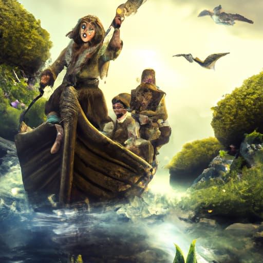 Wynken, Blynken, and Nod Sail On: Detailed Fantasy Art