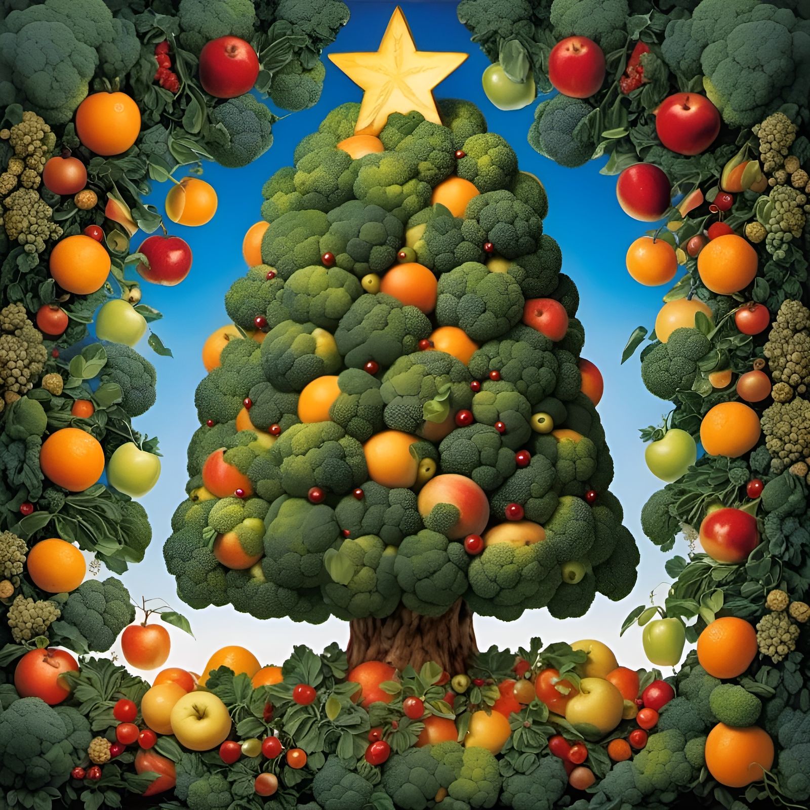 Broccoli Christmas Tree Food Art by Arcimboldo