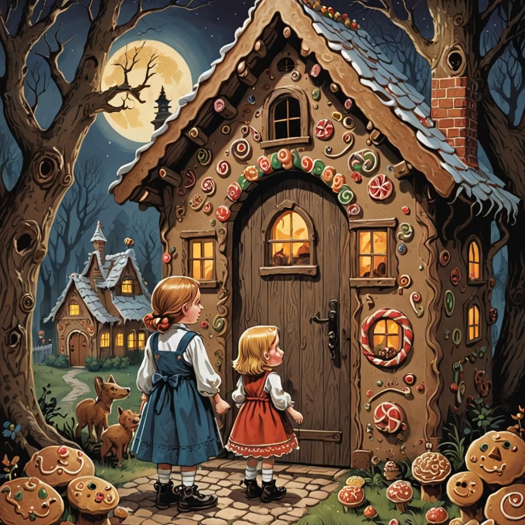 Hansel and Gretel at the Gingerbread House