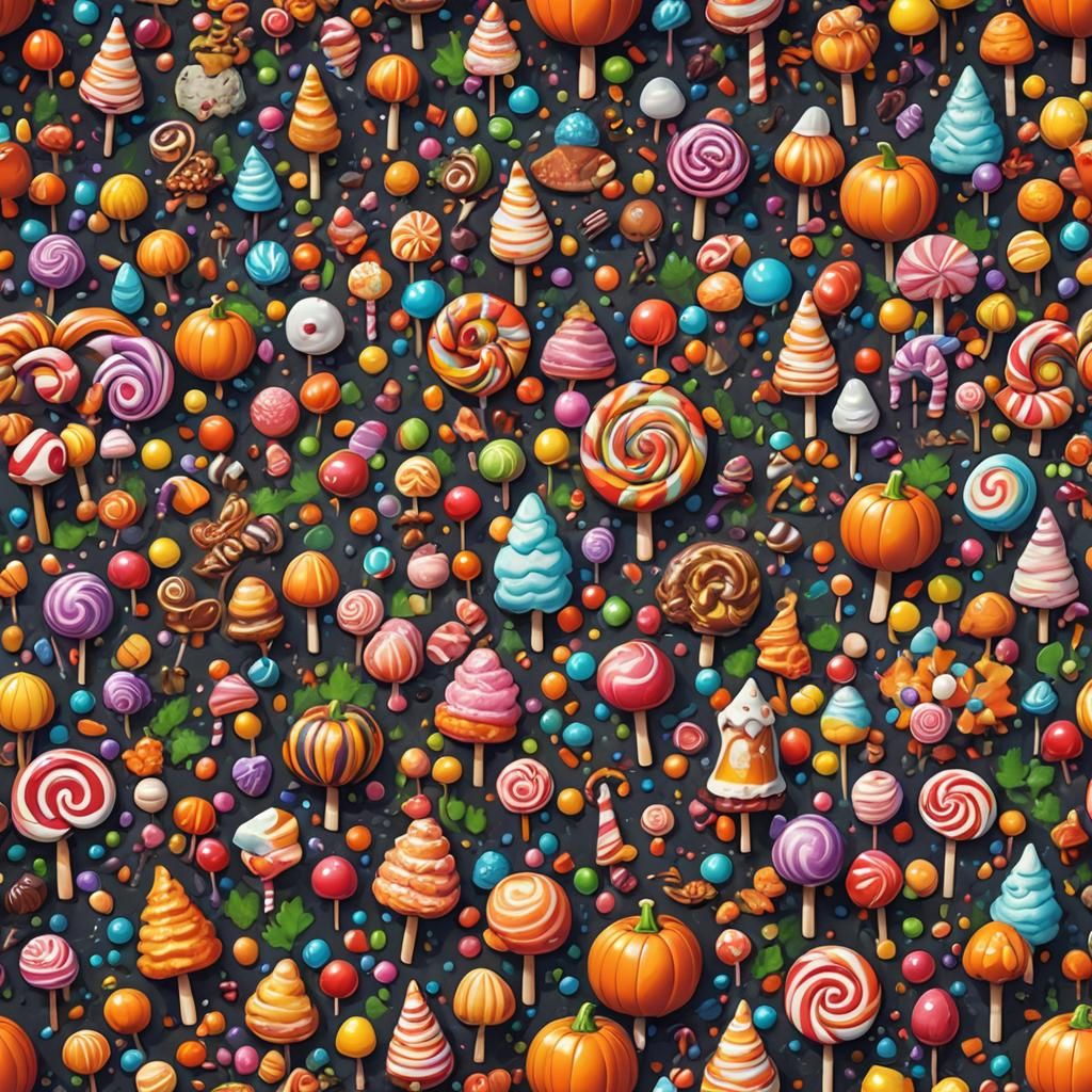Spooky Candyland Autumn in Candy Art Style