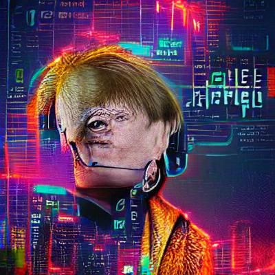 Cyberpunk Angela Merkel Digital Art
