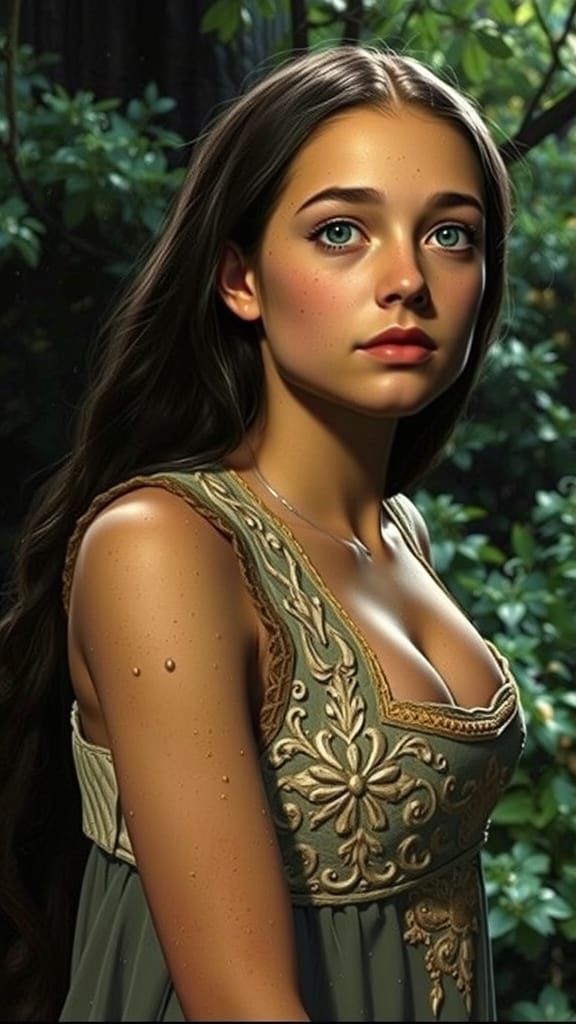 Ethereal Juliet Capulet in Whimsical Fantasy Landscape