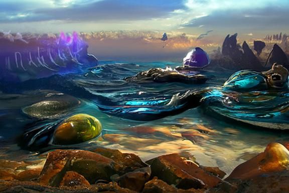 Exotic Alien Ocean Depths in Detailed Digital Art