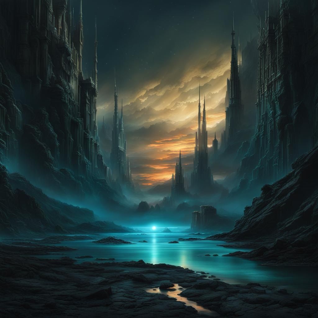 Bioluminescent Sky: Dramatic Digital Matte Painting