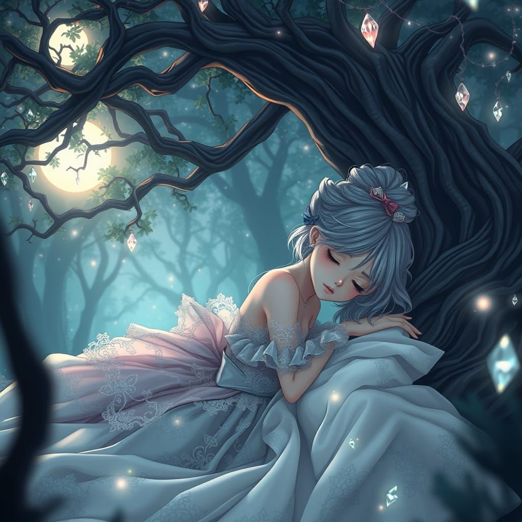 Enchanted Forest Dreamscape in Whimsical Anime Style