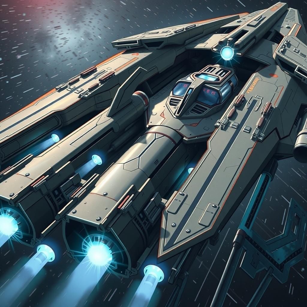 Futuristic Space Battleship Yamato Cruises Through the Stars