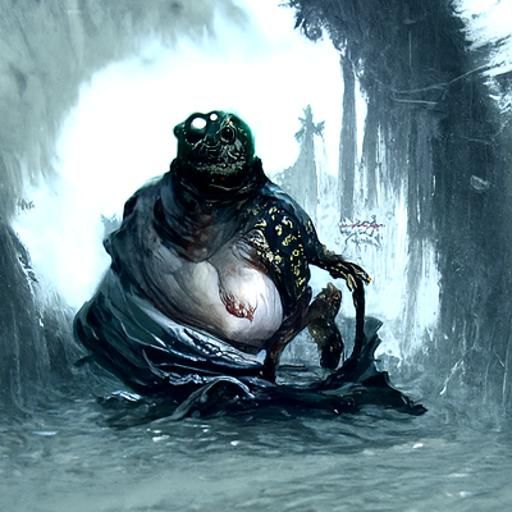 Frog Idol in Dark Gothic Horror Style