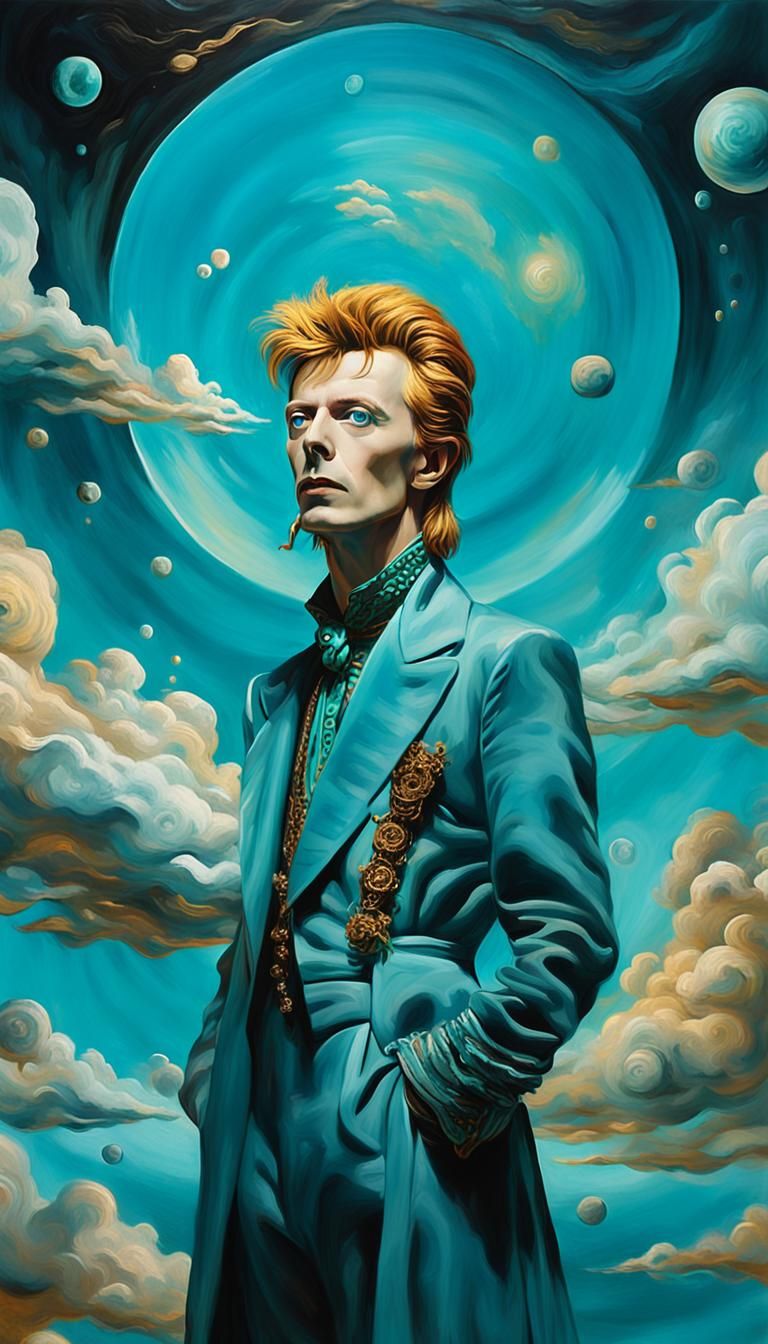 David Bowie as Cloud in Surreal Turquoise Dreamscape