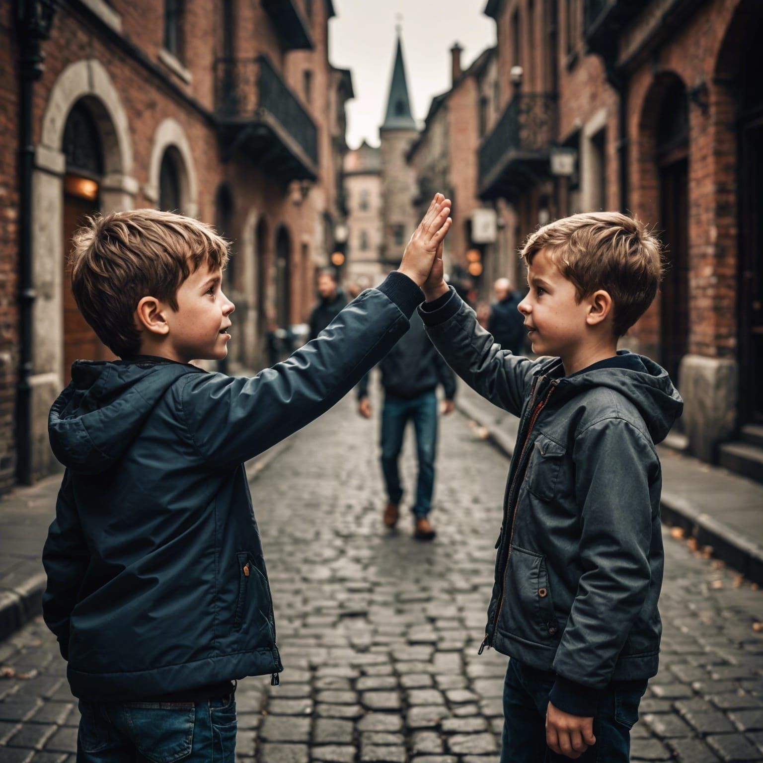 Brothers High-Five: Hyperrealistic Celebration
