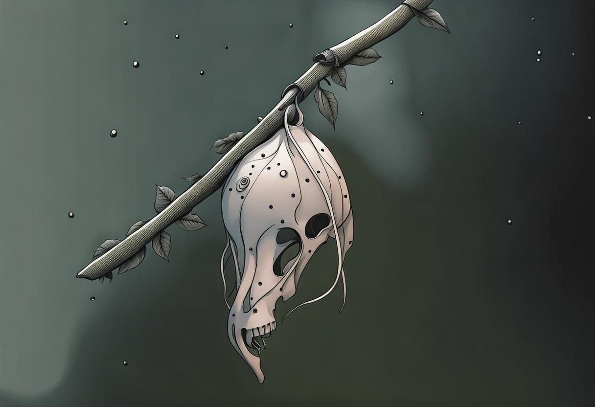 Delicate Skull Chrysalis: Blackwork Tattoo Line Art