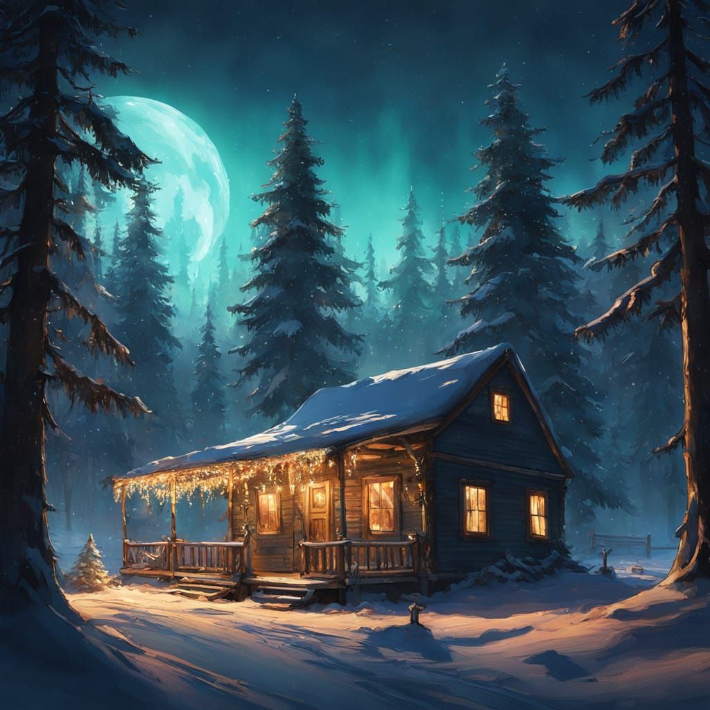 Cozy Winter Wonderland Christmas Scene in Festive Tent