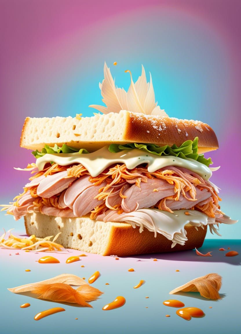 Disgusting Chicken Sandwich: A Hyperrealistic Food Nightmare