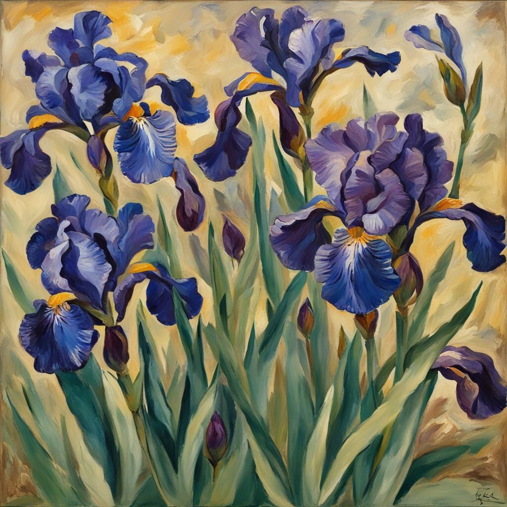 Irises as Romanticism Inspired Painting