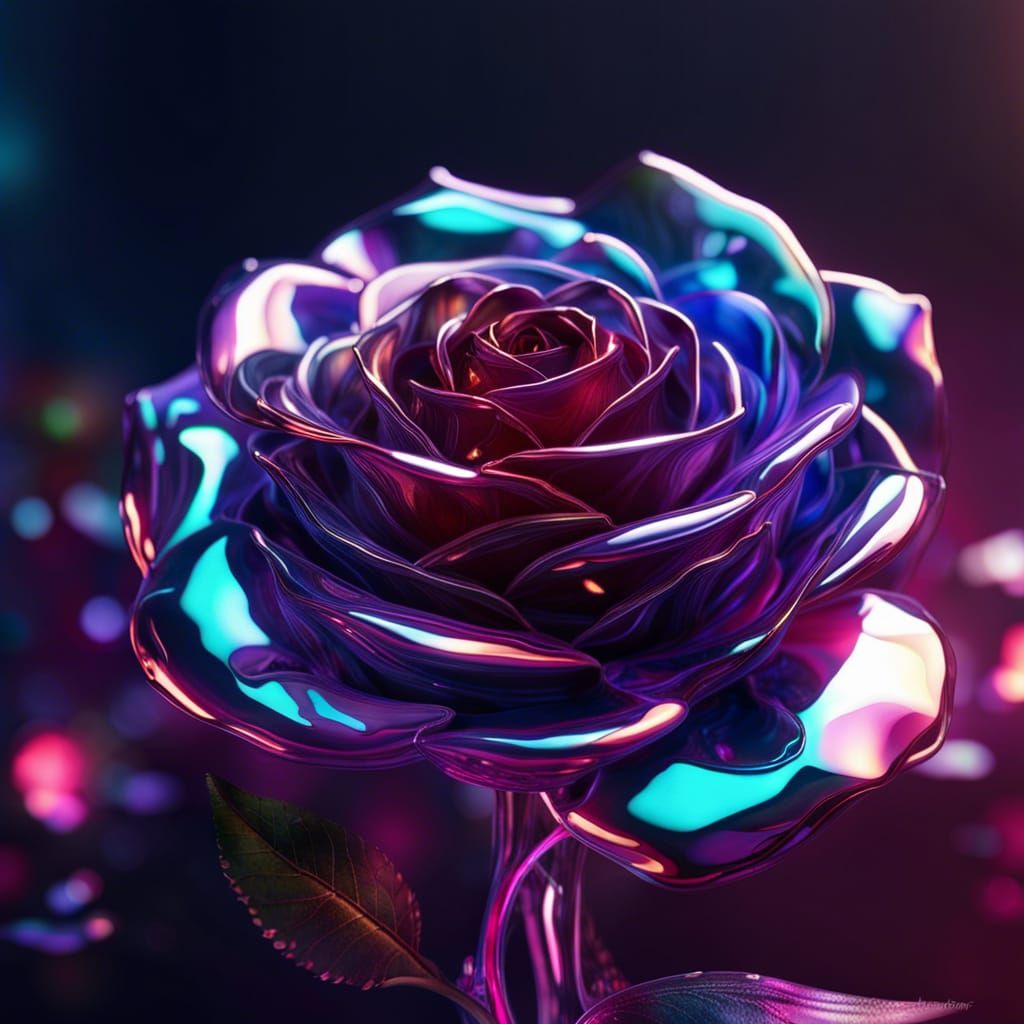 Iridescent Glass Rose: Detailed Matte Painting