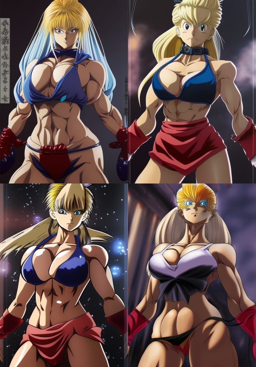 Blonde Bodybuilder as Yu Yu Hakusho Character in Manga Style