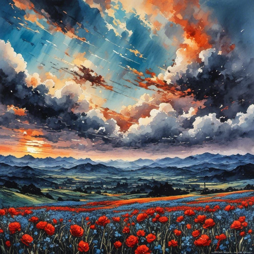 Abstract Steampunk Android in Glitch Art Style