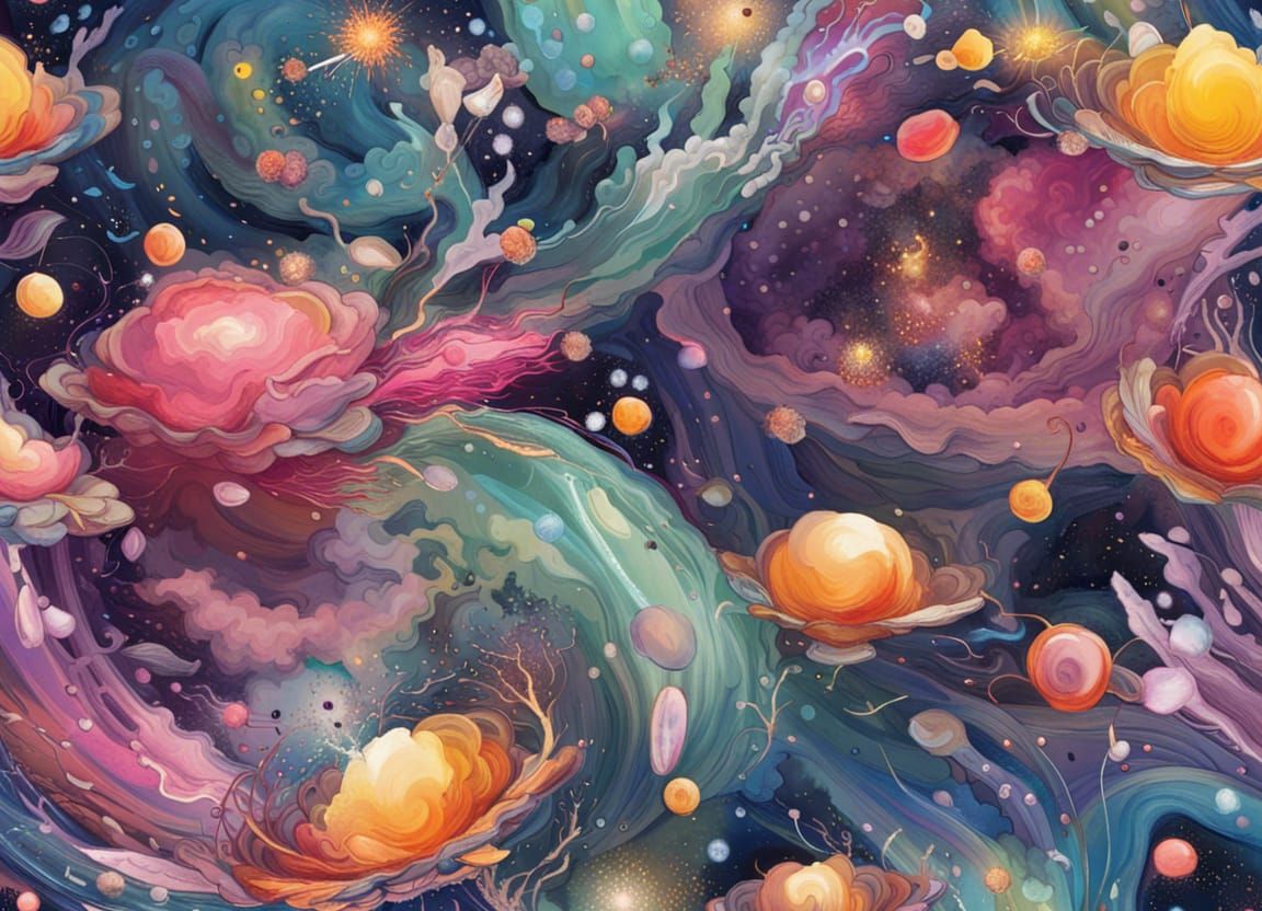 Exploding Cosmic Wildflowers in Liquified Fractal Art