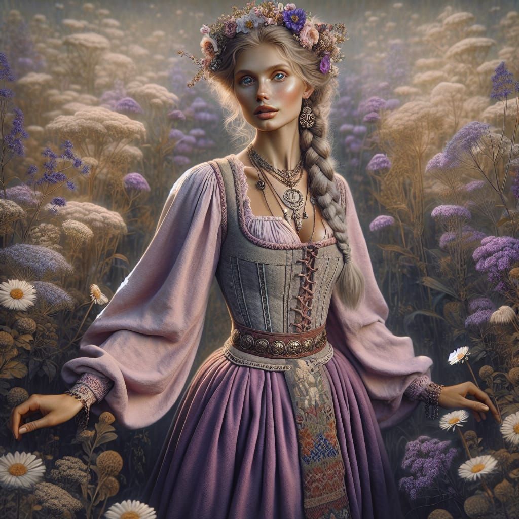 Latvian Blossom Mother in Atmospheric Maximalist Art