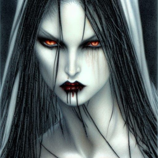Vampire Woman Portrait in Luis Royo Style